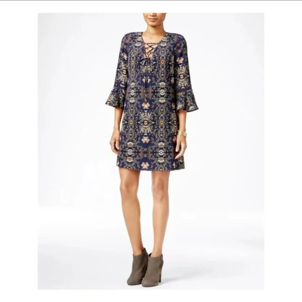 NWOT 👗 Jessica Simpson Women's Printed Peasant Dress - Picture 5 of 10